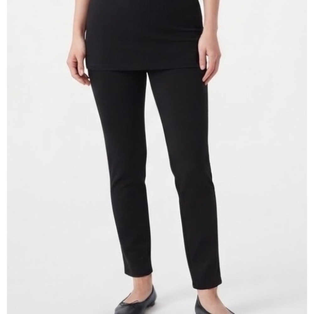 Soft Surroundings Perfect Ponte Slim Black Travel Pants PL Petite Large 3EX27
